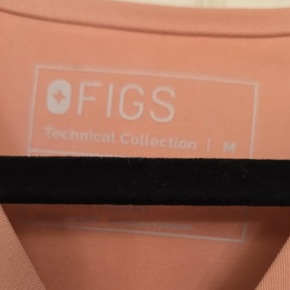 Figs Women's Pink V-Neck Short Sleeve Tee - Picture 2 of 3